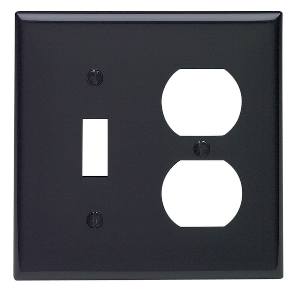 Leviton Wallplate 2G Out/Tog Blk - 80705-00E
