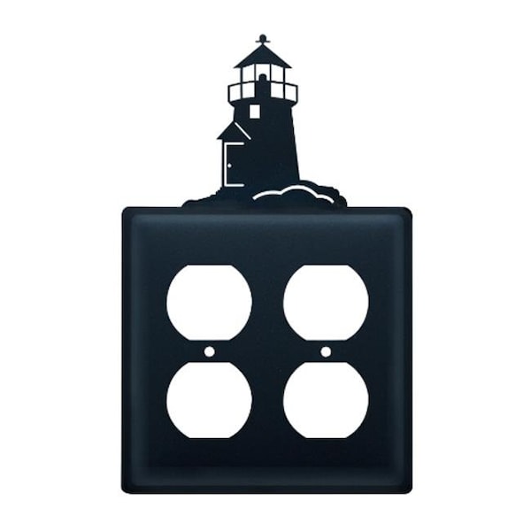 Village Wrought Iron Village Wrought Iron EOO-10 Lighthouse Outlet Cover Double - Black - EOO-10