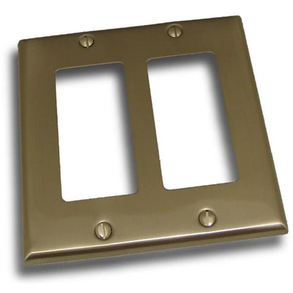 Residential Essentials Double Rocker Switch Plate- Satin Nickel - 10824SN
