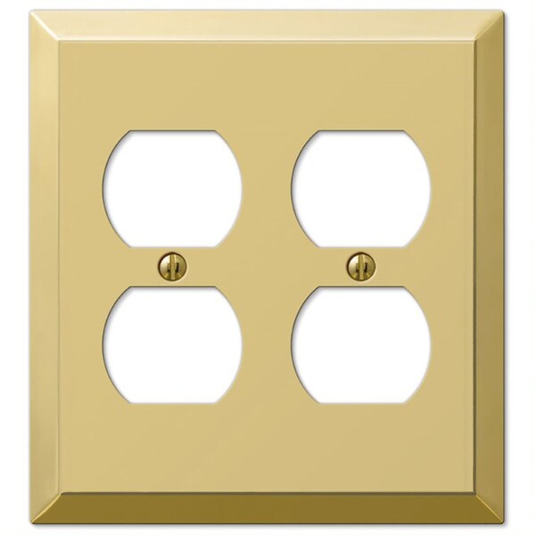 Amerelle Century Polished Brass Beige 2 gang Stamped Steel Duplex Outlet Wall Plate - 163DDBR