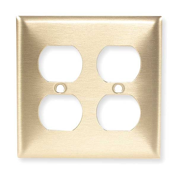 Hubbell Duplex Opening Wall Plates, Number of Gangs: 2 Brass, Brushed Finish, Brass - SB82
