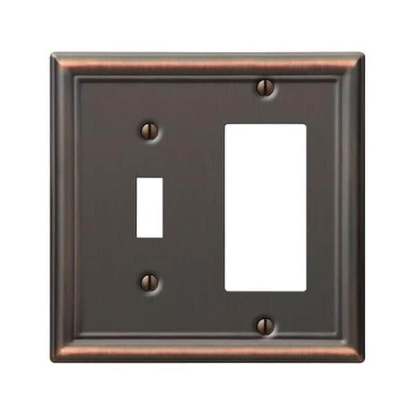 Livewire Chelsea Combo Single Rocker-GFCI Wallplate Aged Bronze - LI152860