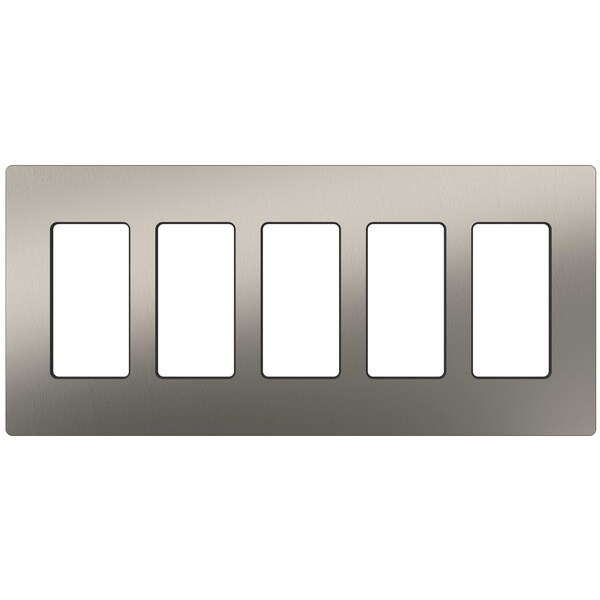 Lutron Designer Wall Plates, Number of Gangs: 5 Stainless Steel, Satin Finish, Stainless Steel - CW-5-SS