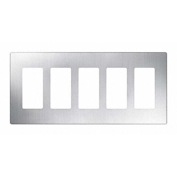Lutron Designer Wall Plates, Number of Gangs: 5 Stainless Steel, Satin Finish, Stainless Steel - CW-5-SS