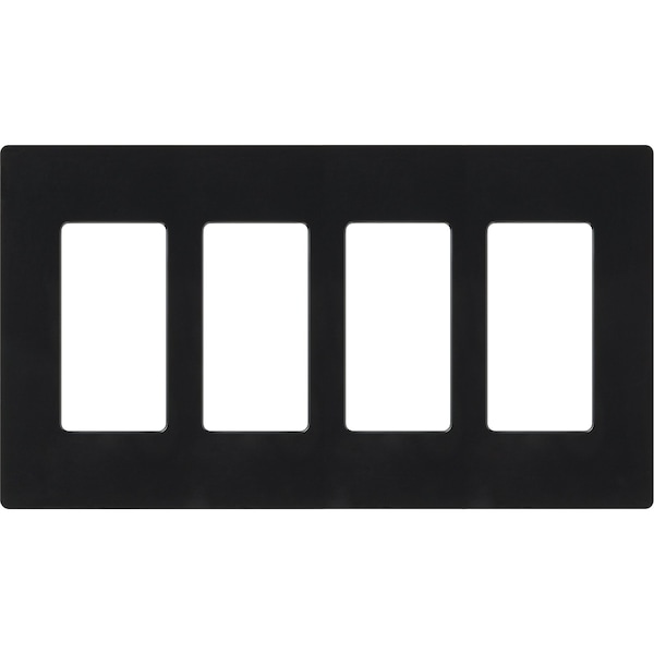 Lutron Designer Wall Plates, Number of Gangs: 4 Thermoset, Gloss Finish, Black - CW-4-BL