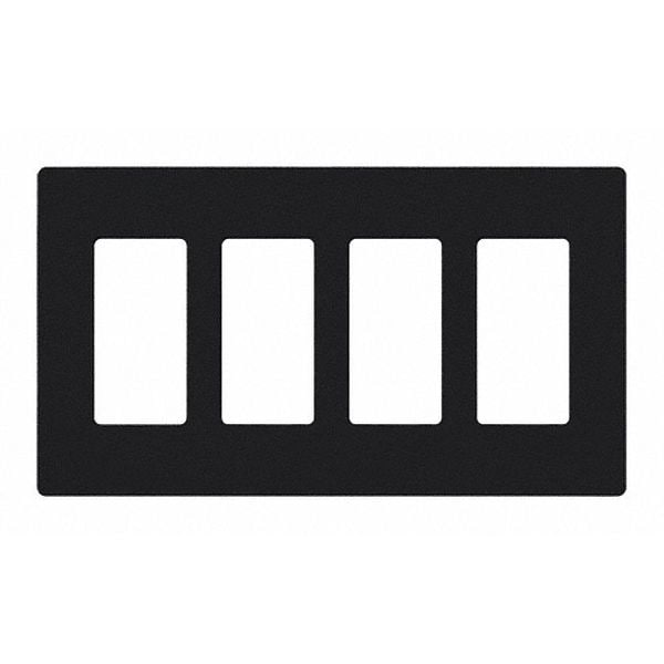 Lutron Designer Wall Plates, Number of Gangs: 4 Thermoset, Gloss Finish, Black - CW-4-BL