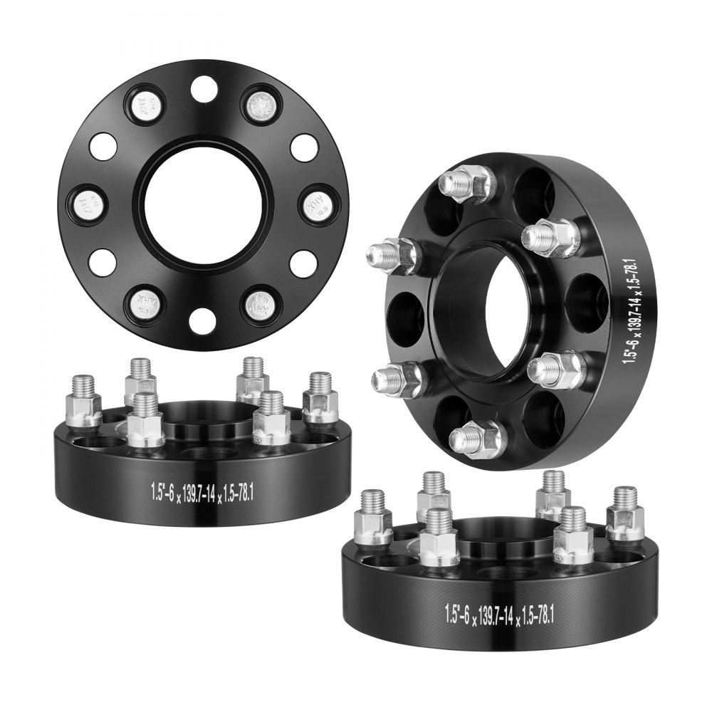VEVOR 1.5" 6"x5" Wheel Spacers Wheel Adapters 6 Lug Forged Spacer 4 PCS Black - LSSFLP15YC6X49EWWV0
