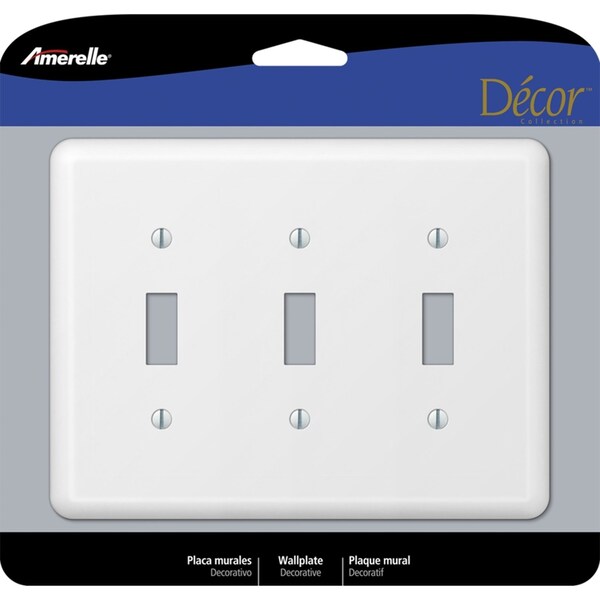Amerelle Devon White 3 gang Stamped Steel Toggle Wall Plate - 935TTTW