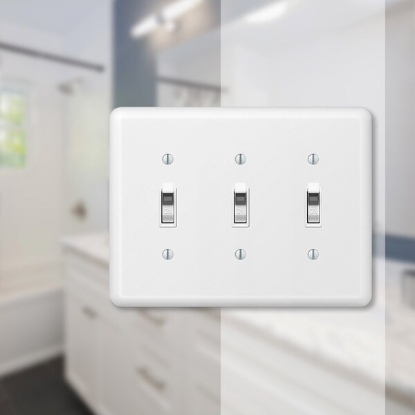 Amerelle Devon White 3 gang Stamped Steel Toggle Wall Plate - 935TTTW