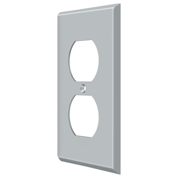 Deltana Double Outlet Switch Plate, Number of Gangs: 1 Solid Brass, Brushed Chrome Finish - SWP4752U26D
