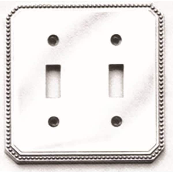 Omnia Double Beaded Switch Plate, Number of Gangs: 2 Solid Brass, Polished Chrome Plated Finish - 8004/D.26