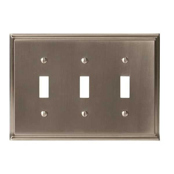Amerock 3-Toggle Wall Plates, Number of Gangs: 3 Zinc, Satin Nickel Finish - BP36516G10