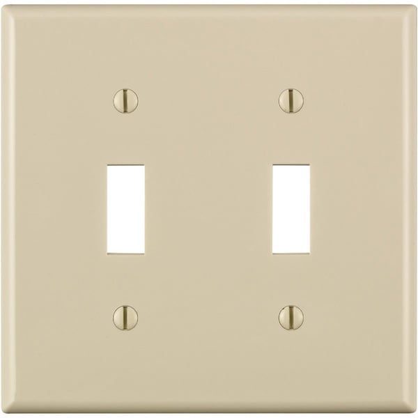 Leviton 2-Gang Thermoplastic Nylon Toggle Switch Wall Plate, Light Almond - 011-80709-00T