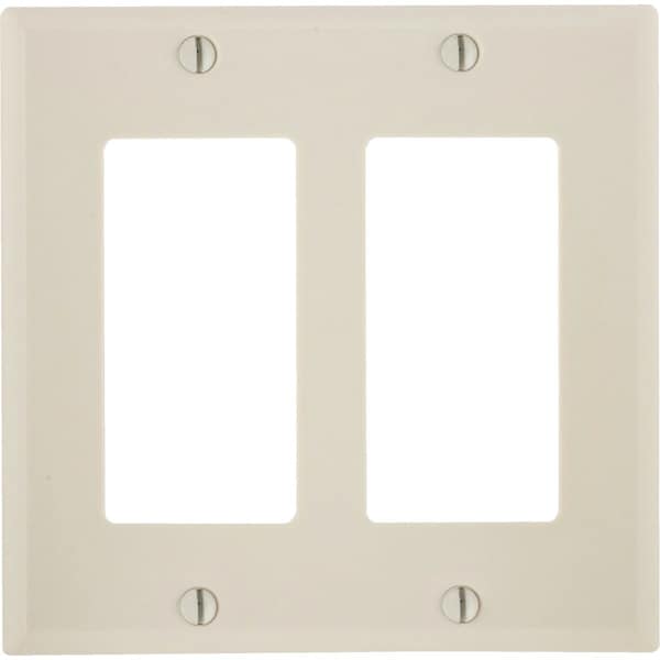 Leviton Decora 2-Gang Smooth Plastic Rocker Decorator Wall Plate, Light Almond - 011-80409-00T
