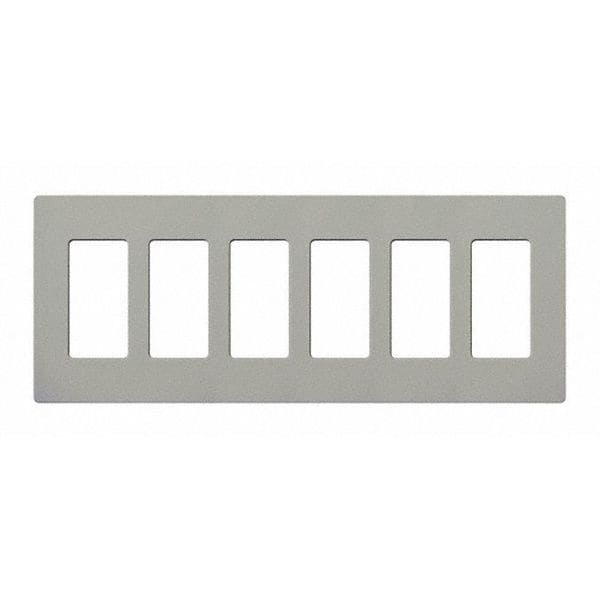 Lutron Designer Wall Plates, Number of Gangs: 6 Thermoset, Gloss Finish, Gray - CW-6-GR