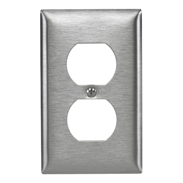 Hubbell Wiring Device-Kellems Wallplates and Boxes, Metallic Plates, 1- Gang, 1) Toggle Opening, 430 Stainless Steel - SS8L
