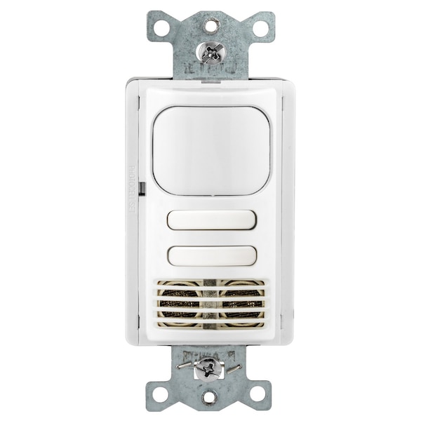 Bryant Wall Switch, Dual Tech, 2 Relay, 1000 Sq Ft, 800W Incand, 1000W Fluor @ 120V AC, 1800W  Fluor @ 277V - MSD2001W2