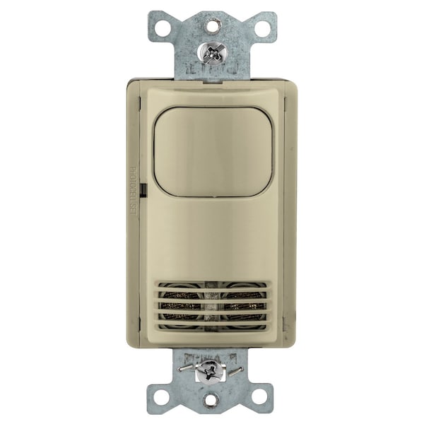 Bryant Wall Switch, Dual Tech, 2 Relay, 1000 Sq Ft, 800W Incand, 1000W Fluor @ 120V AC, 1800W Fluor @ 277V - MSD2000I2N