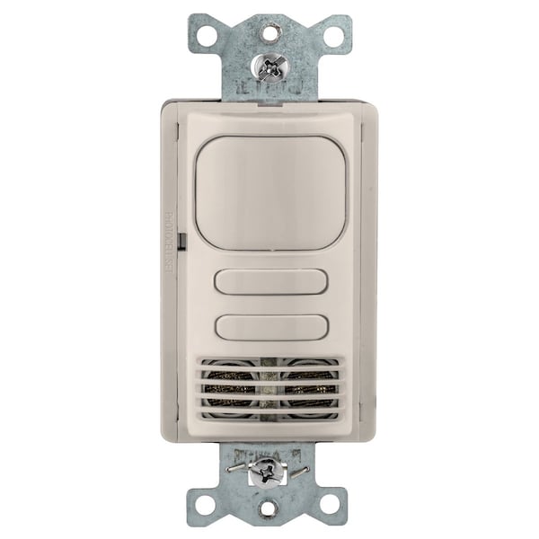 Bryant Wall Switch, Dual Tech, 2 Relay, 1000 Sq Ft, 800W Incand, 1000W Fluor @ 120V AC, 1800W Fluor @ 277V - MSD2000LA2