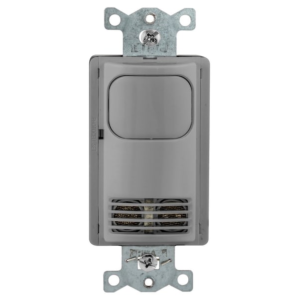 Bryant Wall Switch, Dual Tech, 1 Relay, 1000 Sq Ft, 800W Incand, 1000W Fluor @ 120V AC, 1800W Fluor @ 277V - MSD2000GY1N
