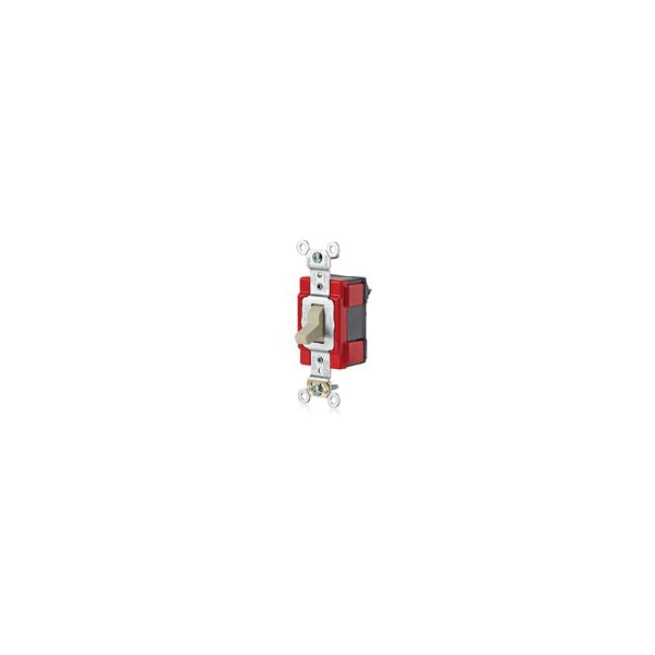 Leviton Wall Swtch, 1-Pol, 120/277V, 20A, Ivry, Toggl - M1221-I