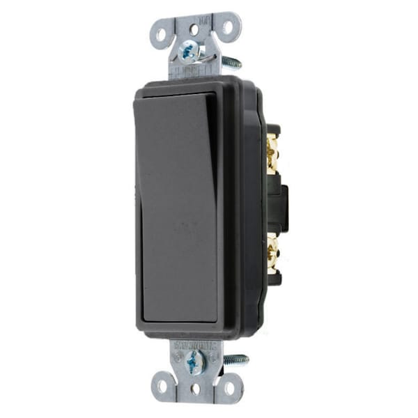 Hubbell Wiring Device-Kellems Switches and Lighting Control, Decorator Switch, Specification Grade, Four Way, 20A 120/277V AC, Back and Side Wired, Black - DS420BK