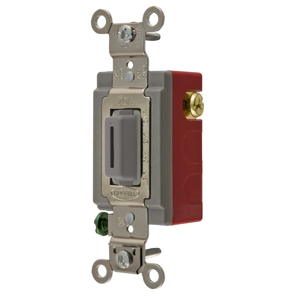 Hubbell Wiring Device-Kellems Industrial Grade, Locking Switches, General Purpose AC, Momentary Single Pole Double Throw Center Off, 20A 120/277V AC, Terminal Screws Gray Key Guide - HBL1557LG
