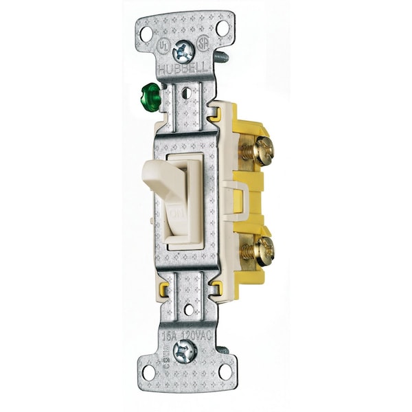 Hubbell Wiring Device-Kellems TradeSelect, Switches and Lighting Controls, Toggle, Illuminated, Single Pole, Self Grounding, 15A 120V AC, Brown - RS115ILLA
