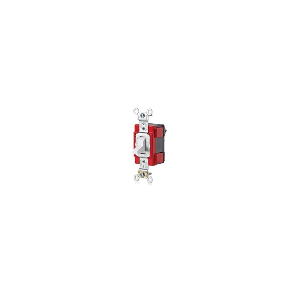 Leviton Wall Swtch, 1-Pole, 120/277V, 20A, Wht, Toggl - M1221-W