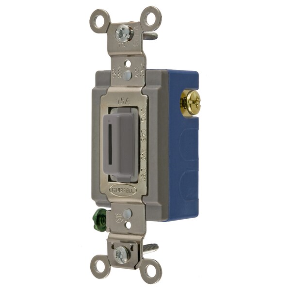 Hubbell Wiring Device-Kellems Industrial Grade, Locking Switches, General Purpose AC, Momentary Single Pole Double Throw Center Off, 15A 120/277V AC, Terminal Screws Gray Key Guide - HBL1556LG