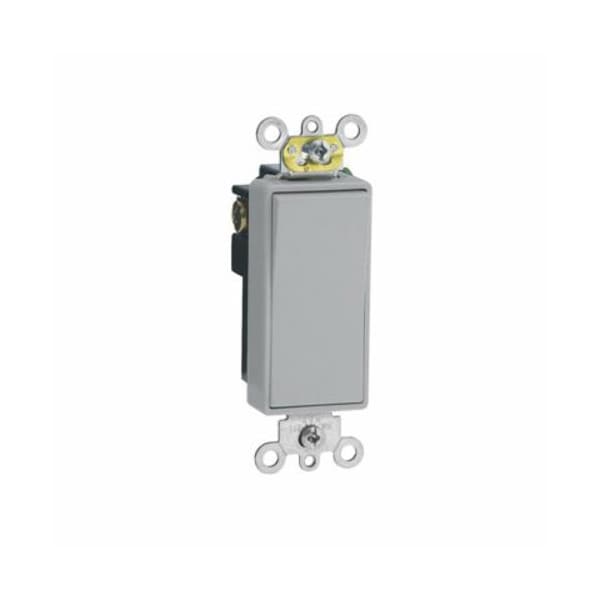Leviton Wall Swtch, 3-Way, 120/277V, 15A, Gray, Rockr - 5693-2GY