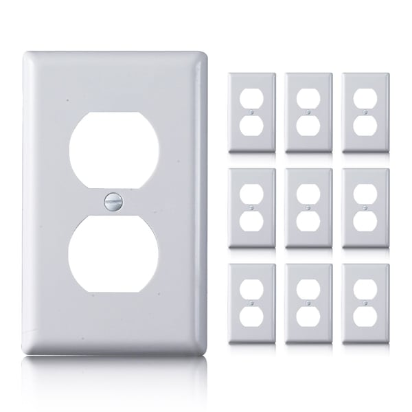 Faith Duplex White 1-Gang Standard Outlet Covers, Unbreakable Polycarbonate, 10PK - DUWP1-WH-10