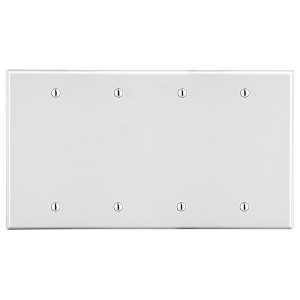 Hubbell Wiring Device-Kellems Wallplate, 4-Gang, 4 Box Mount Blank, White - P43W