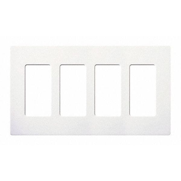 Lutron Designer Wall Plates, Number of Gangs: 4 Gloss Finish, White - CW-4-WH