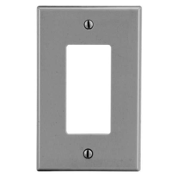 Hubbell Rocker Wall Plate, Number of Gangs: 1 Plastic, Smooth Finish, Gray - P26GY