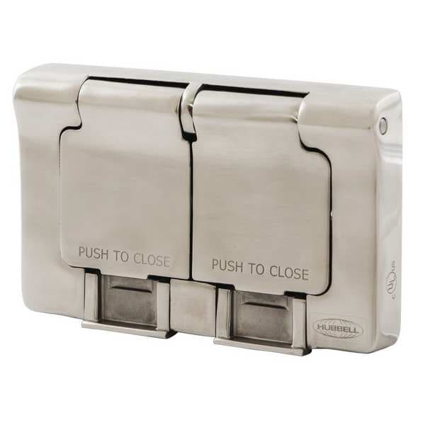 Hubbell Weatherproof Wall Plate, Number of Gangs: 1-Gang Stainless Steel, Brushed Finish, Silver - HBLSS84X