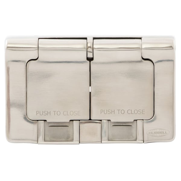 Hubbell Weatherproof Wall Plate, Number of Gangs: 1-Gang Stainless Steel, Brushed Finish, Silver - HBLSS84X