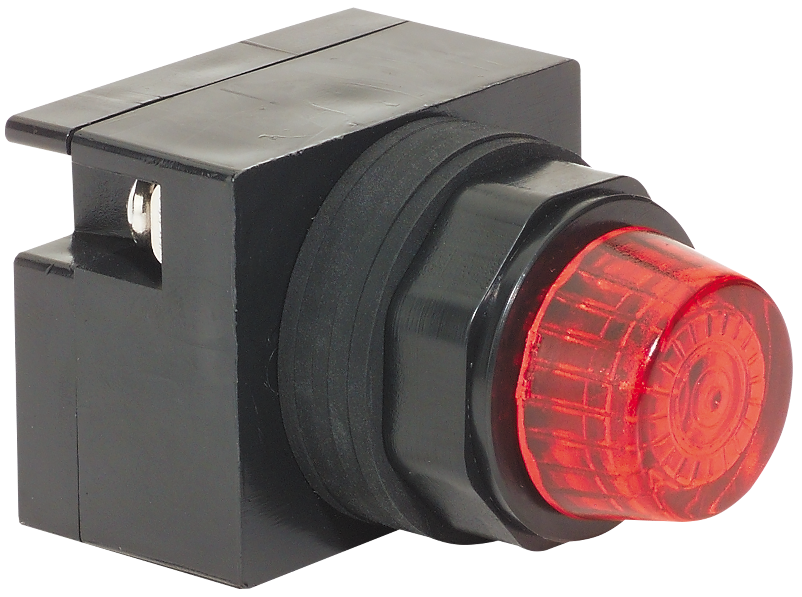 C3Controls 22mm NEMA Pilot Light, Full Voltage, 24V AC/DC, LED White, Polyester Clamp Ring, Red Lens - 22FVL24LW-XPLRD
