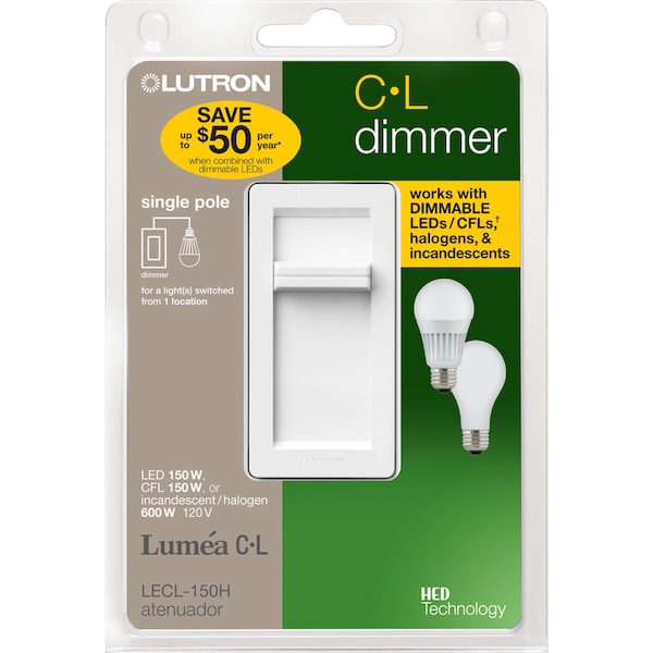 Lutron Dimmer Sld Lumea C-L Wht - LECL-150H-WH