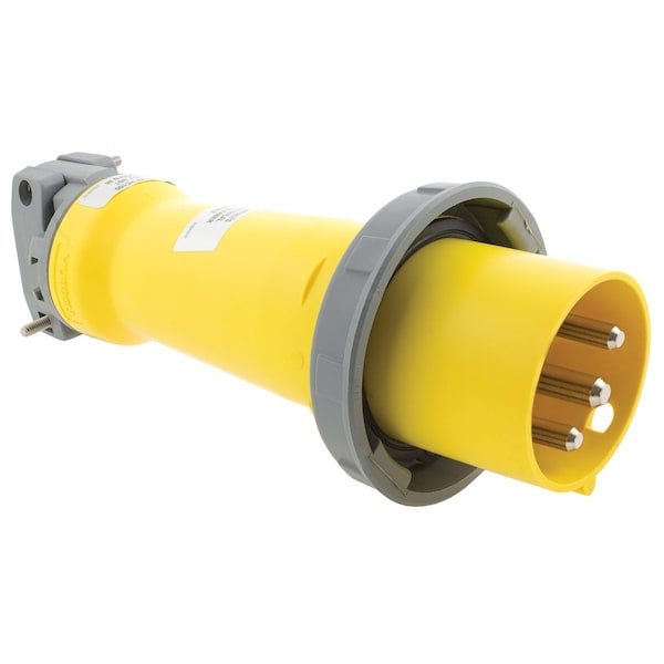 Hubbell Wiring Device-Kellems Heavy Duty Products, IEC Pin and Sleeve Devices, Industrial Grade, Male Plug, 16A 100-130V, 2-Pole 3-Wire Grounding, Terminal Screws, Watertight - HBL316P4W