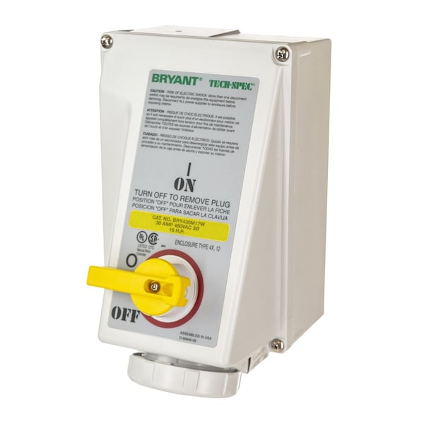 Bryant Female Mechanically Interlocked Receptacle, 30A 125V AC - BRY330MI4W