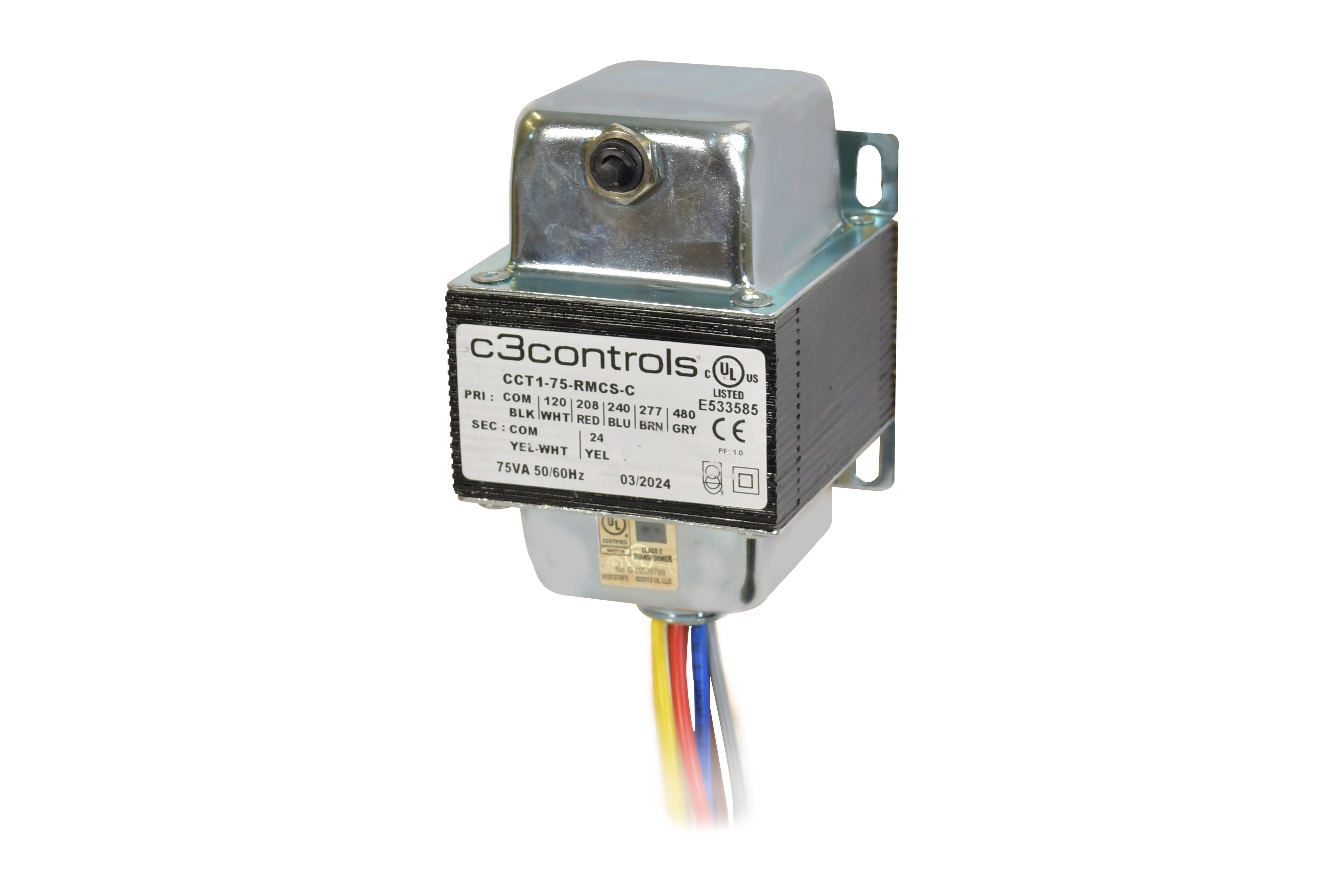 C3Controls Series CCT Control Circuit Transformer,, 150VA,, Primary 120V,, Secondary 24V,, UL 5085-2, CE Marked - CCT1-150-DSCS-N