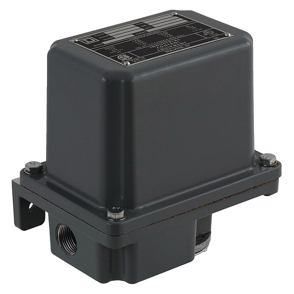 Interruptor de presión Telemecanique Sensors, (1) puerto, 3/8 pulgadas FNPS, DPST, 35 a 200 psi, Acción estándar - 9013GHW2J63