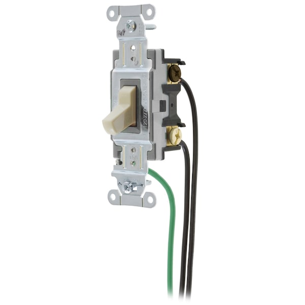 Hubbell Wiring Device-Kellems Spec Grade, Toggle Switches, General Purpose AC, Three Way, 15A 120/277V AC, Back and Side Wired, Pre-Wired with 8" #12 THHN - CSL315I