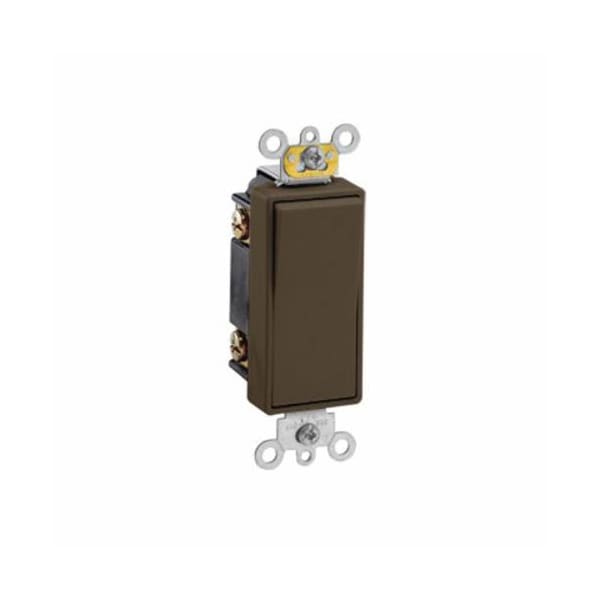 Leviton Wall Switch, 3-Way, 120/277V, 20A, Brn, Rockr - 5623-2