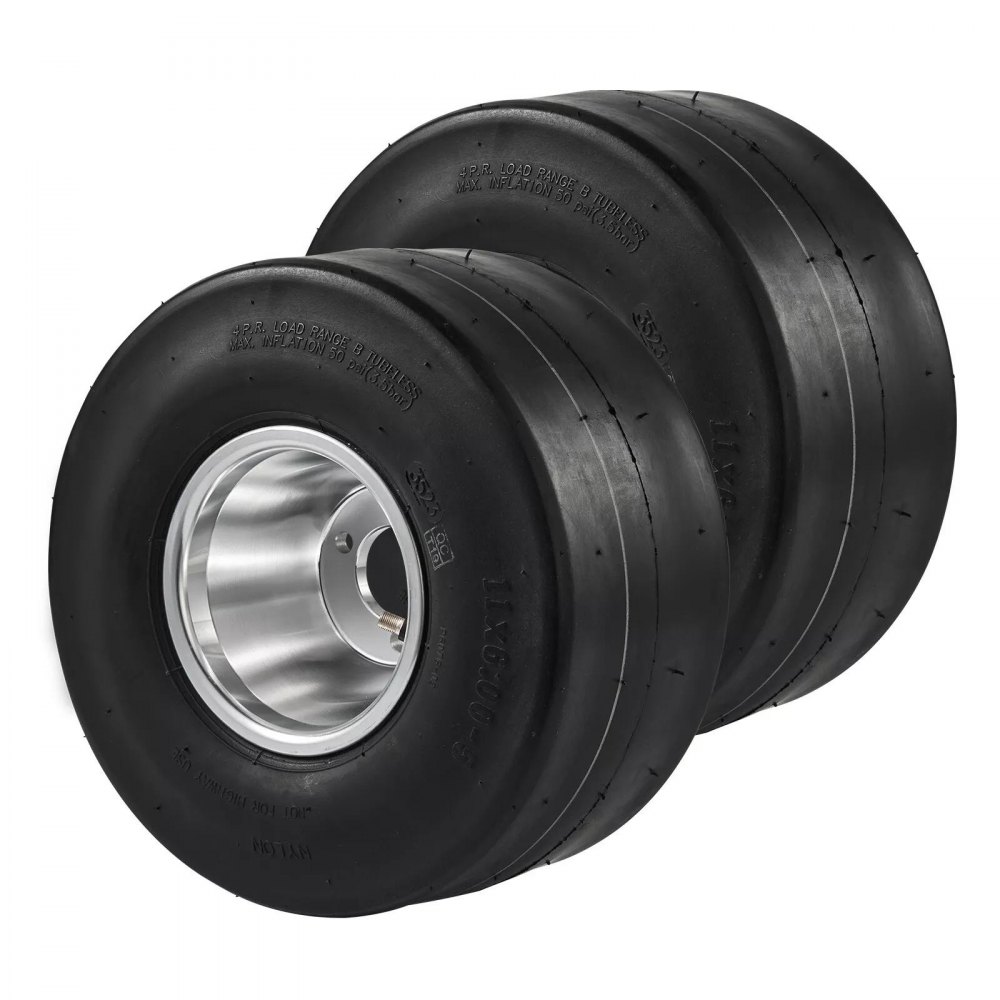 VEVOR Go Kart Tires and Rims, 11x6-5" Go Kart Wheels, 2-Pack Rear Wheels, Aluminum Alloy Rims and Rubber Tires, Hub-Rim Fit Bolt Pattern 1.57 inch with 3 Bolt Holes, Replacement Pneumatic Tire - KDCLZX11X605ORJIBV0
