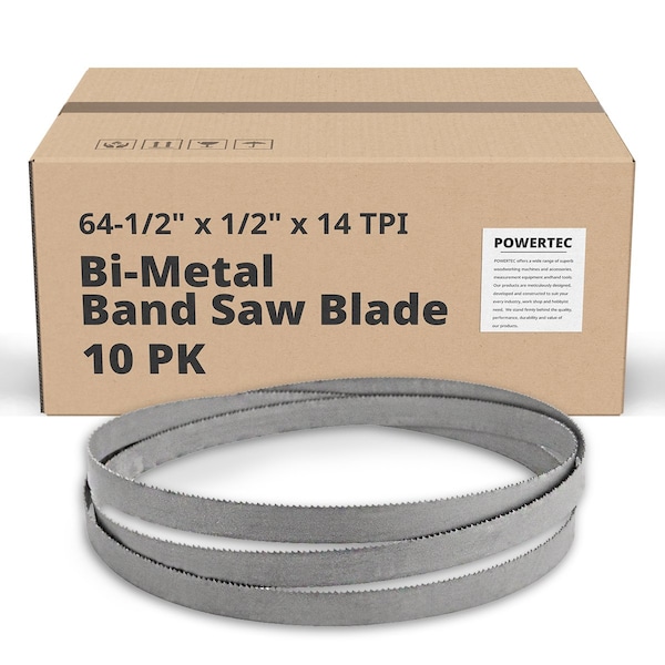 Powertec 64.5 in L, 1/2 in W, 14 TPI, Bi-Metal, 0.025 in Thick, 10 PK - 13330-P10