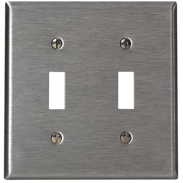 Ezgeneration 84009-A40  2-Gang Toggle Switch Wallplate  Standard Size  protective Treated Stainless Steel - EZ2425624