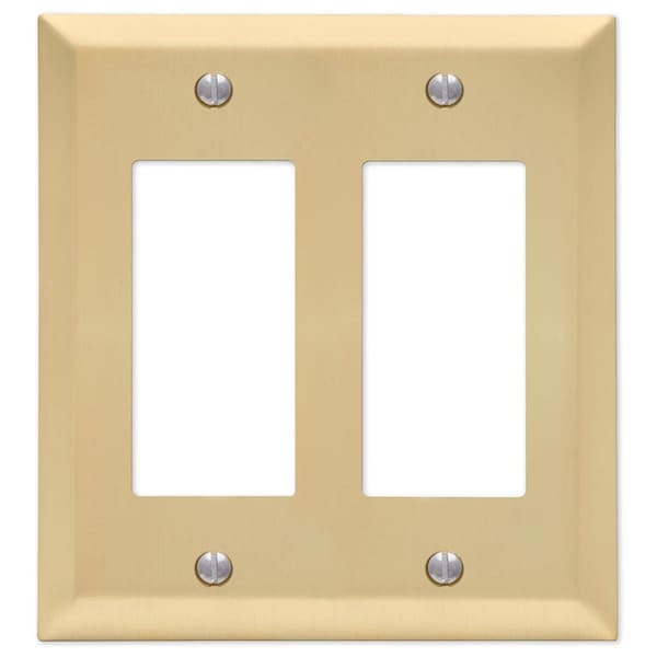 Livewire Century Satin Brass 2 Gang Stamped Steel Rocker Wall Plate, Beige - LI2739044
