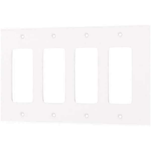 Gorgeousglow 8.56 x 0.25 x 4.88 in. 4-Gang Decora Wallplate, White - GO3017212
